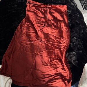 Madewell Rust Satin Midi Skirt